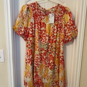 Umgee Red and Yellow Floral Dress